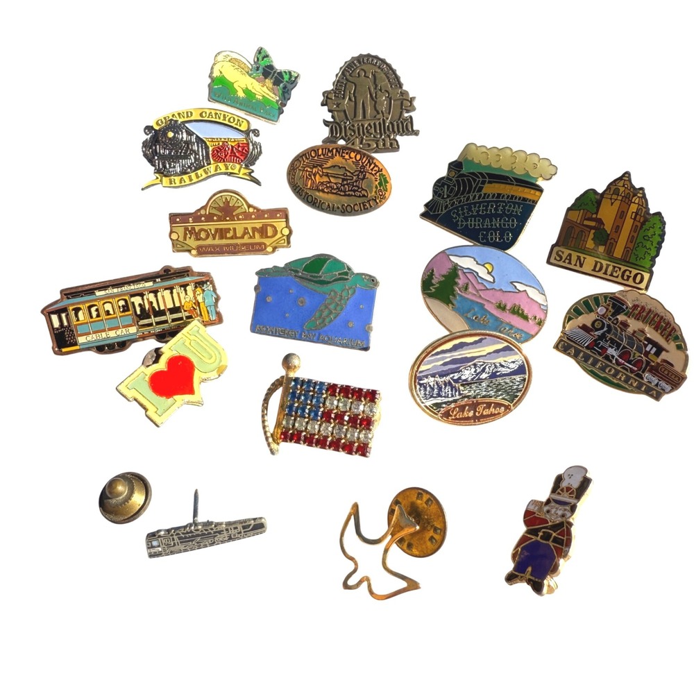 Vintage Travel Souvenir Pin Lot w/ Disneyland 45th Anniversary Trains Animals‎ - Picture 3 of 13